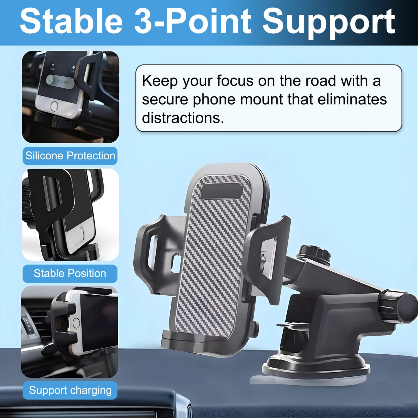 AutoEdge™ 3 in 1 Car Phone Holder